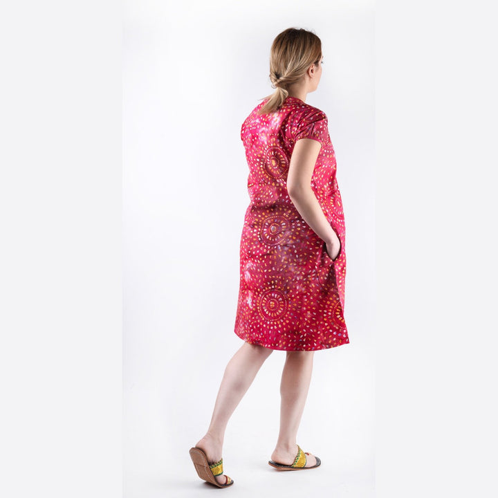 Batik Shift Dress A-Line Red koresjewelry
