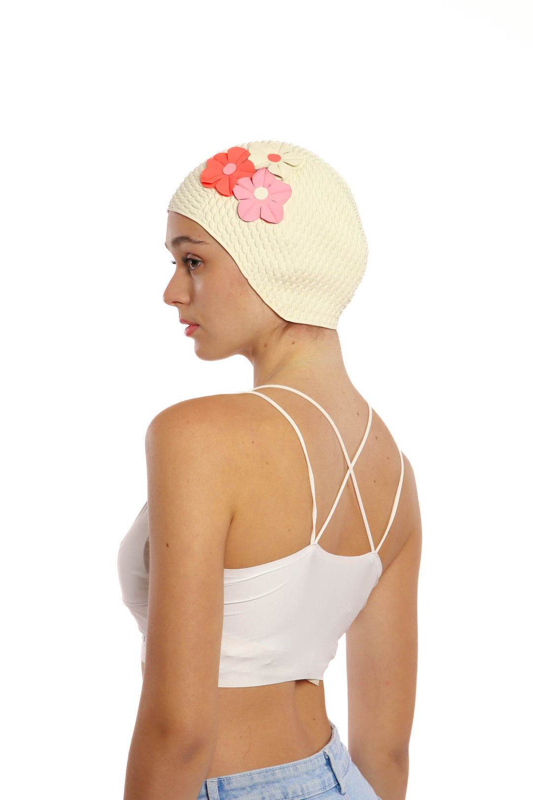 Vintage 3 Flowers Swim Cap koresjewelry