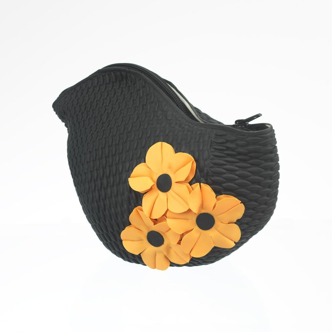 Swim Bags 3 Flowers Black 414 koresjewelry