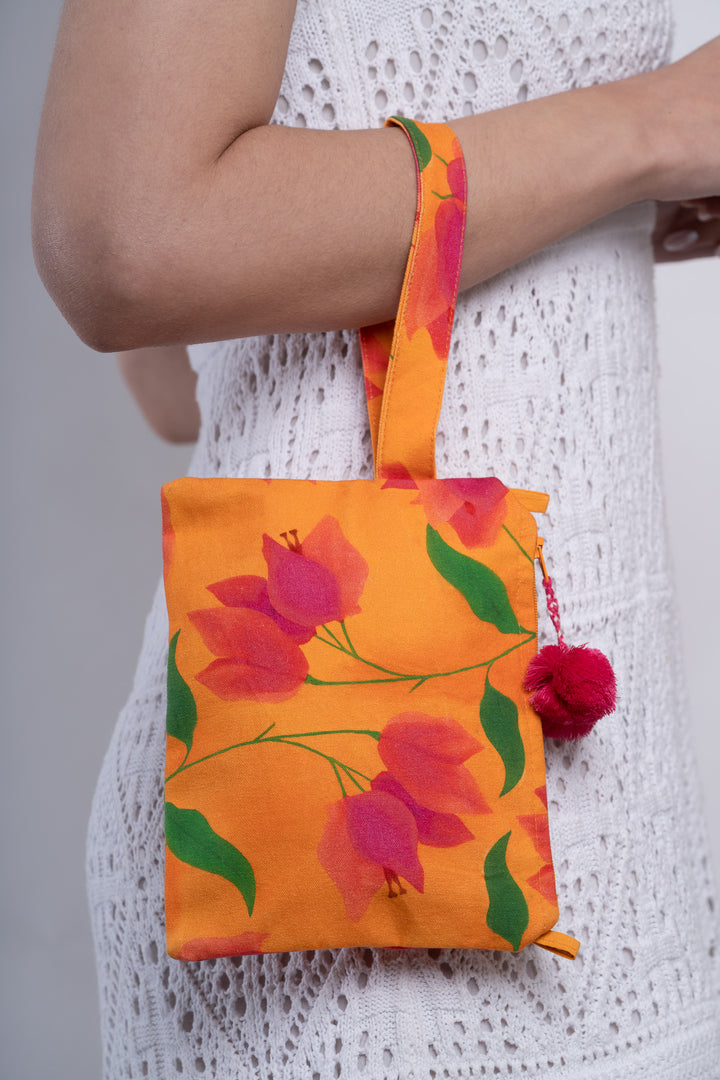 Bugainvillae Yellow Pouch Bag
