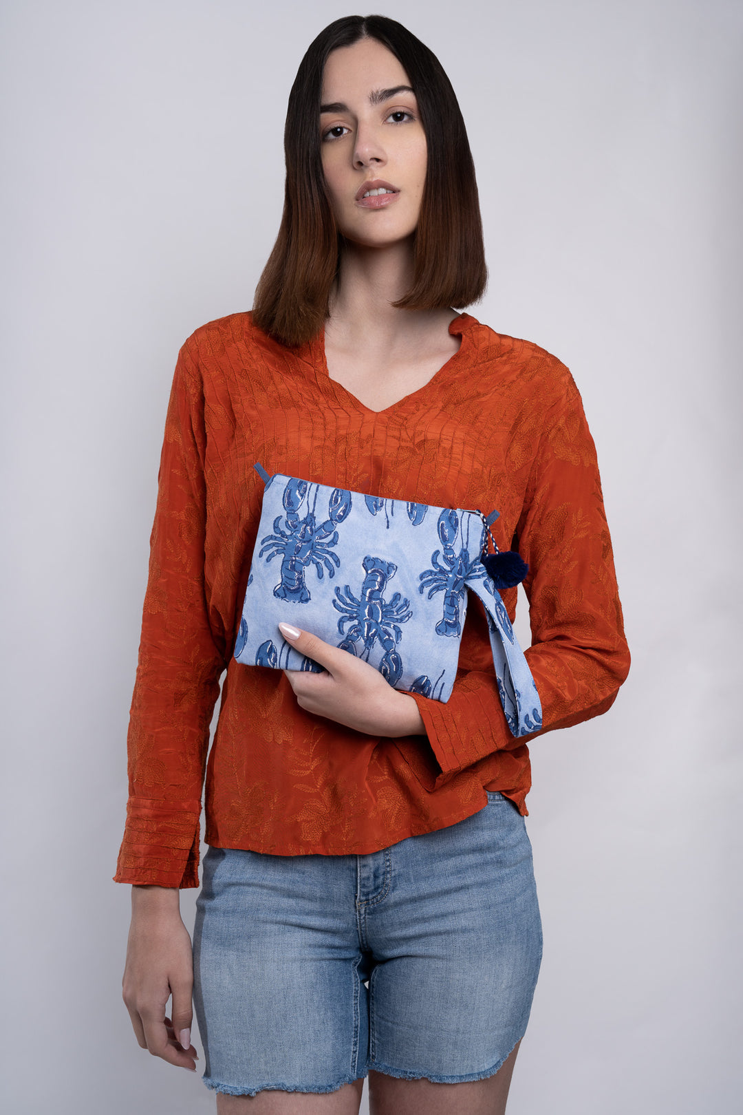 Blue Lobster Pouch Bag