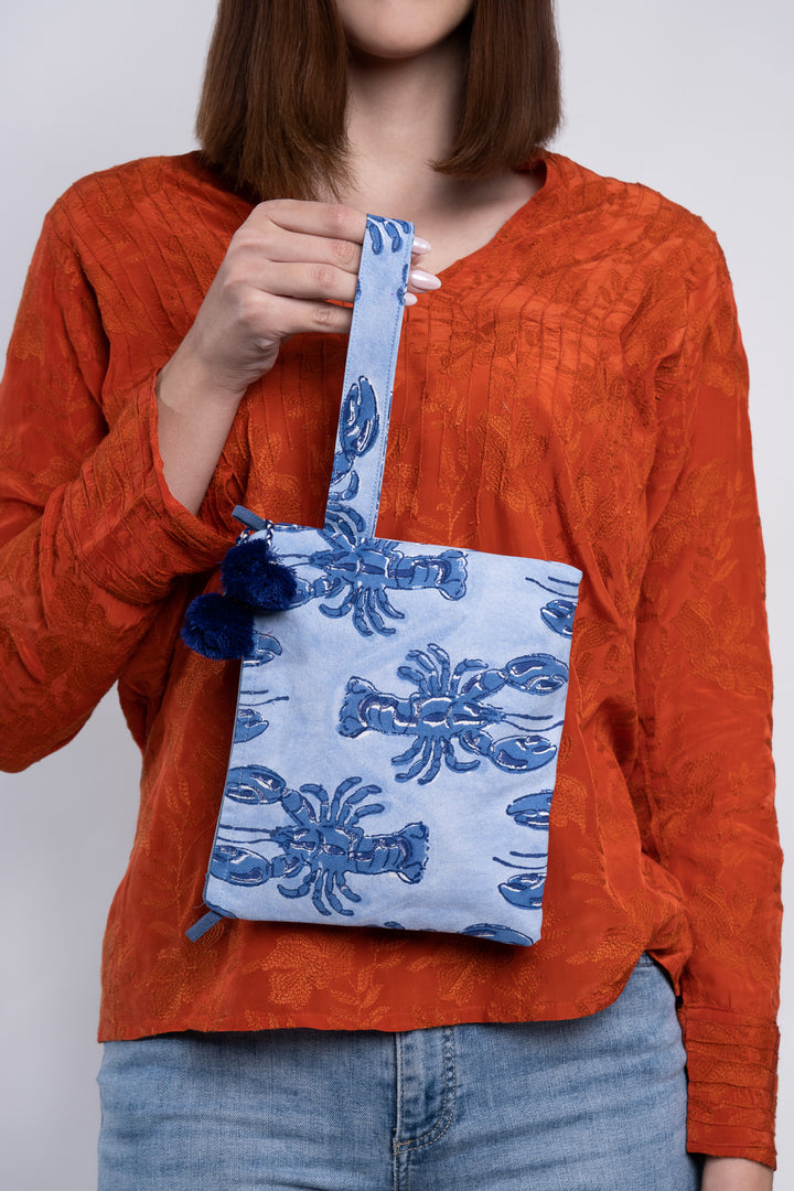 Blue Lobster Pouch Bag