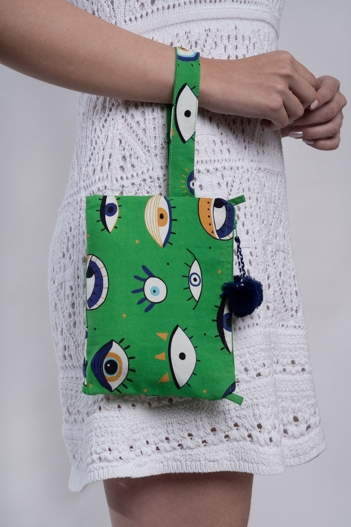 Evil Eye Green Pouch Bag