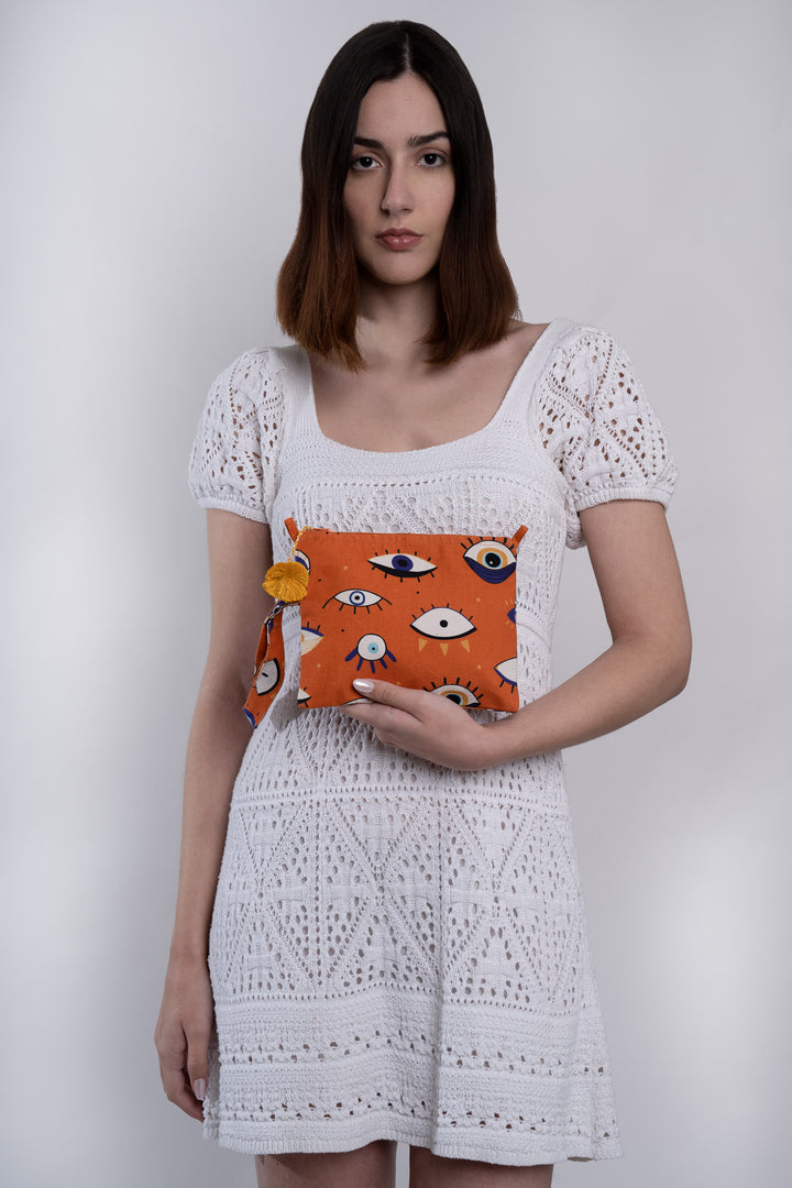 Evil Eye Orange Pouch Bag