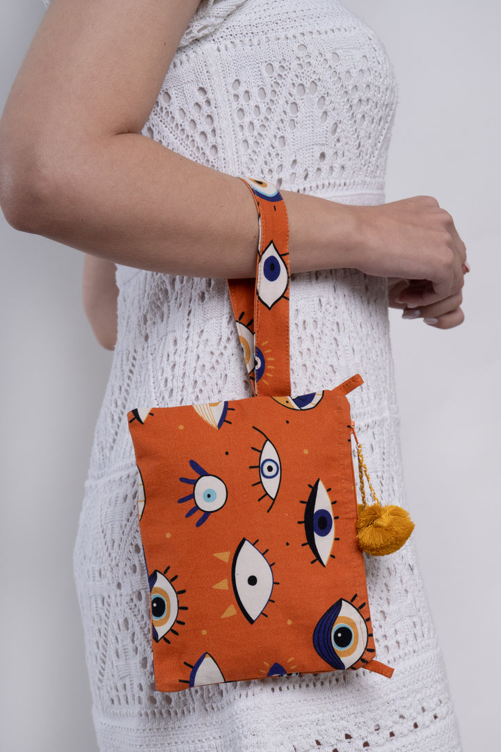 Evil Eye Orange Pouch Bag