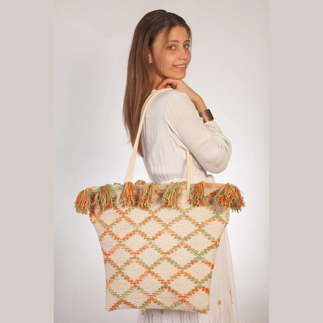 Kilim Shoulder Basket Bag - Re-Orange koresjewelry